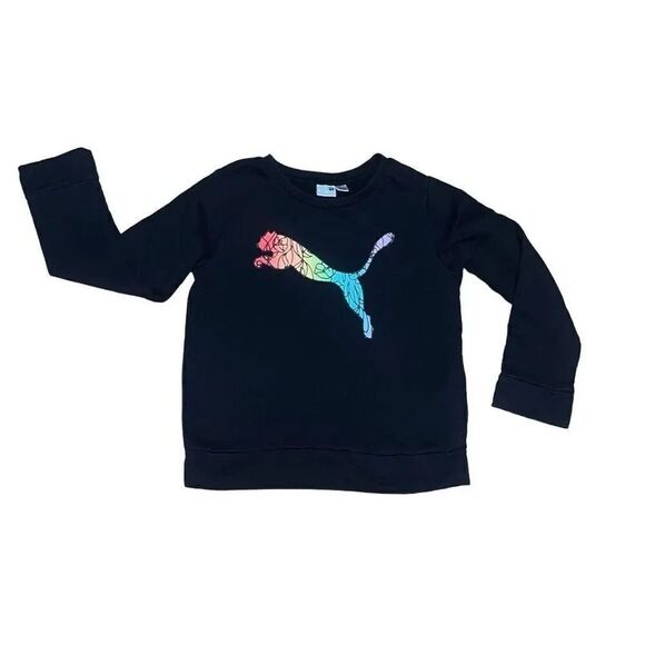 PUMA‎ Black Pullover Sweatshirt Size 8-10 - Picture 1 of 8